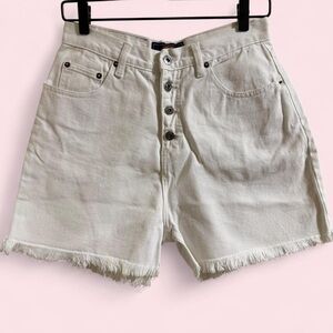 Route 66 White Button-Fly Women Shorts